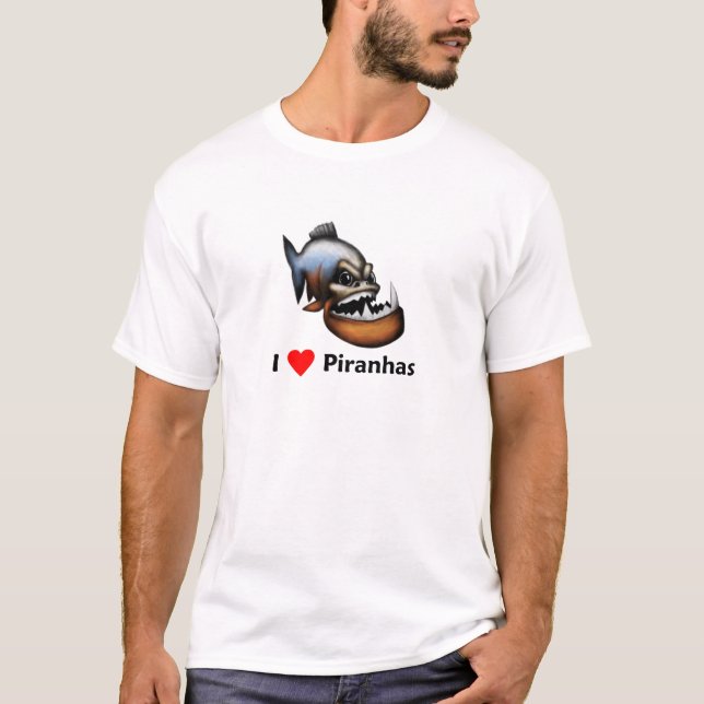 Camiseta Eu amo Piranhas (Frente)