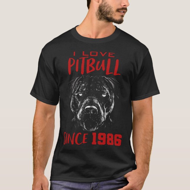 Camiseta Eu amo pitbull desde 1986 (Frente)