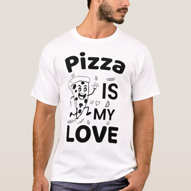 Camiseta Eu Amo Pizza - Divertida para Amantes de  (Frente)