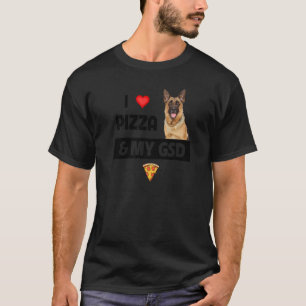 Camiseta Eu Amo Pizza E Meu Cachorro Pastor Alemão Pepper
