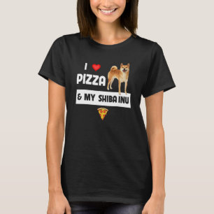 Camiseta Eu Amo Pizza E Meu Cachorro Shiba Inu Pepperoni Qu