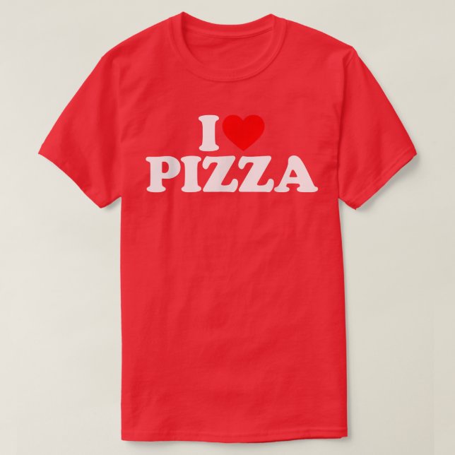 Camiseta Eu Amo Pizza I Comida De Pizza Coração (Frente do Design)