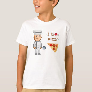 Camiseta Eu Amo Pizza Vintage Vídeo Jogo Pizza Chef