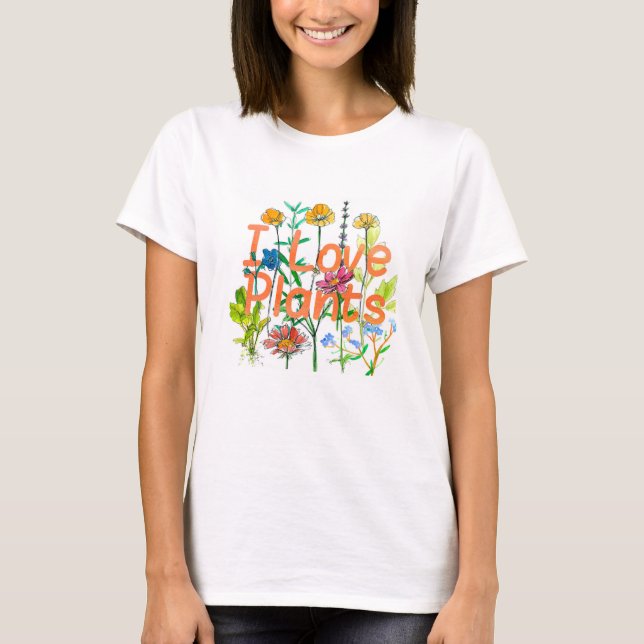 Camiseta Eu Amo Plantas Jardinando Plantas Da California (Frente)