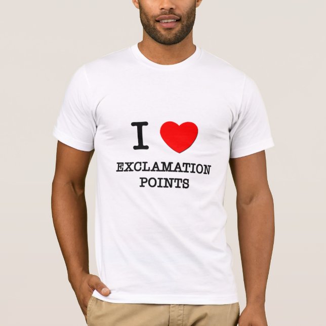 Camiseta Eu amo pontos de exclamação (Frente)