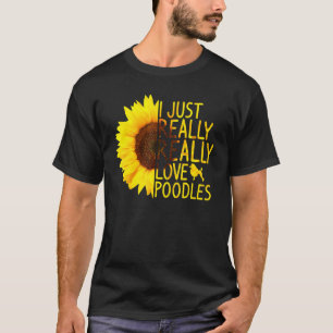 Camiseta Eu Amo Poodles Mulheres Homens Cachorando Girassol