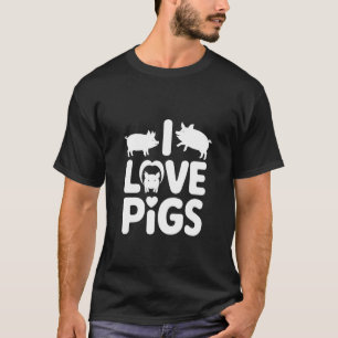 Camiseta Eu Amo Porcos Amantes de Animais de Fazenda Fofo D