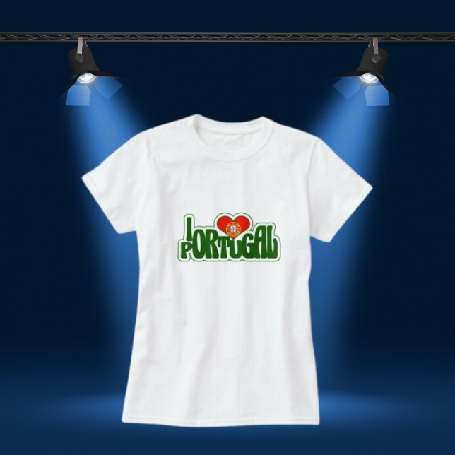 Camiseta Eu Amo Portugal Mulheres Brancas (Criador carregado)