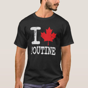 Camiseta Eu Amo Poutine Funny Canadense Fry Flag