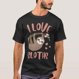 Camiseta Eu Amo Preguiças Animal Fofo Retro Preguiça