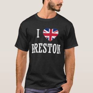 Camiseta Eu Amo Preston England Union Jack Flag Hearli