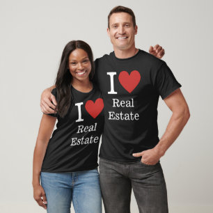 Camiseta Eu ❤️ Amo Preto PERSONALIZADO Imobiliário