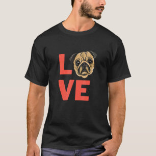 Camiseta Eu Amo Pug Cachorro Filhote Dono de Animal de Esti