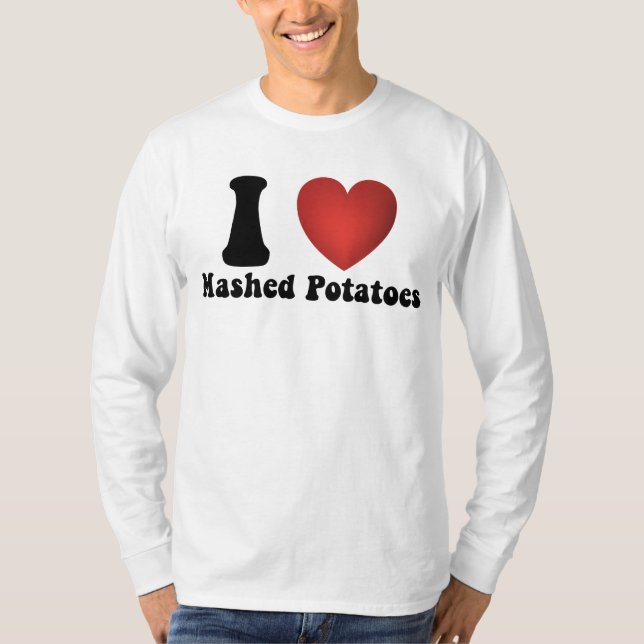 Camiseta Eu Amo Purê de Batata Presente de Jantar de Ação d (Frente)