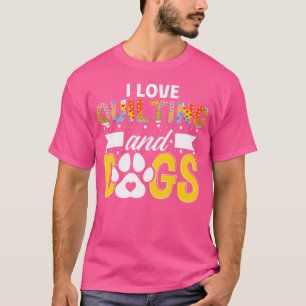 Camiseta Eu Amo Quilting E Cachorros Costureira Costureira