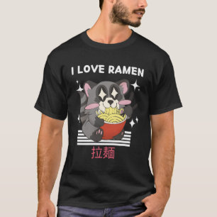 Camiseta Eu Amo Ra Kawaii Raccoon Come Ra Anime Japonês