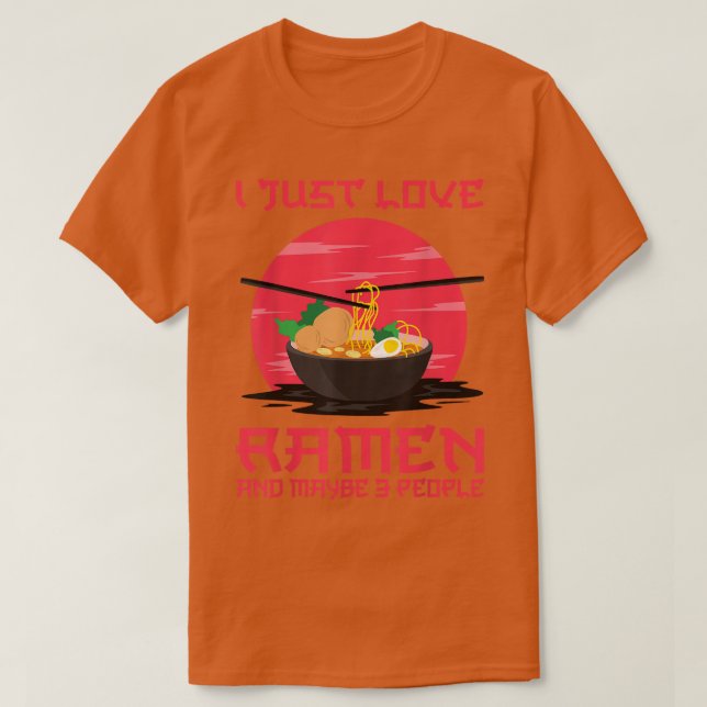 Camiseta Eu Amo Ramen E Talvez 3 Pessoas De Anime Kawaii (Frente do Design)
