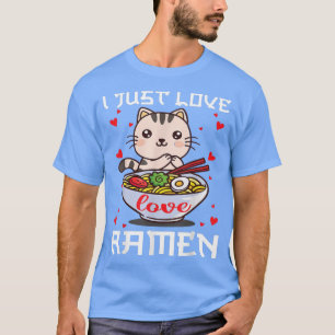 Camiseta Eu Amo Ramen Kawaii Anime Gato Bonito Ramen