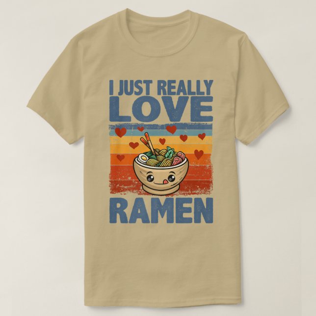Camiseta Eu Amo Ramen Noodles, Japonês Para Homens (Frente do Design)