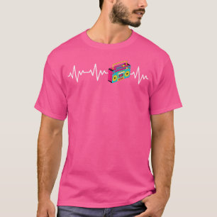Camiseta Eu Amo Rb Heartbeat Vintage Radio Cassette 90'S Rn