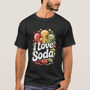 Camiseta Eu Amo Refrigerante Colorido Bolhas Diversão