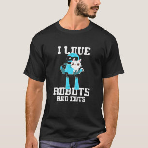 Camiseta Eu Amo Robôs E Gatos Engenheiro De Robótica Dono D