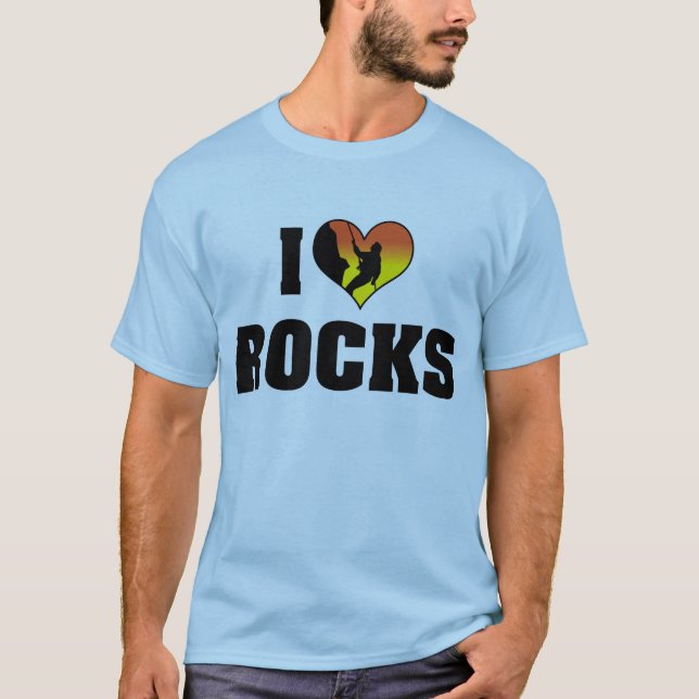 Camiseta Eu Amo Rochas - Escalada em Rocha (Frente)
