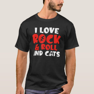 Camiseta Eu amo Rock and Roll e Cats Rocker