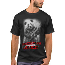 Eu Amo Rock and Roll e Pandas em um Preto