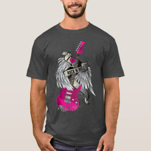 Camiseta Eu Amo Rock and Roll Guitar Asas de Anjo menino