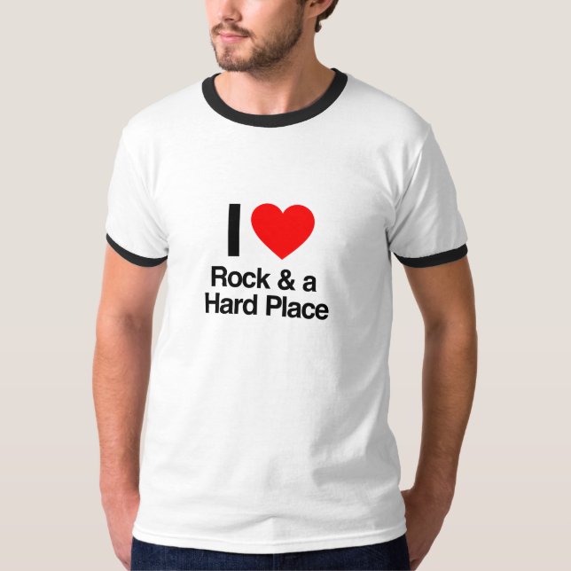 Camiseta eu amo rock e um lugar duro (Frente)