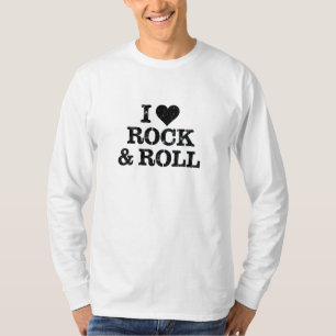 Camiseta Eu Amo Rock & Roll - Tipografia Retro Grunge