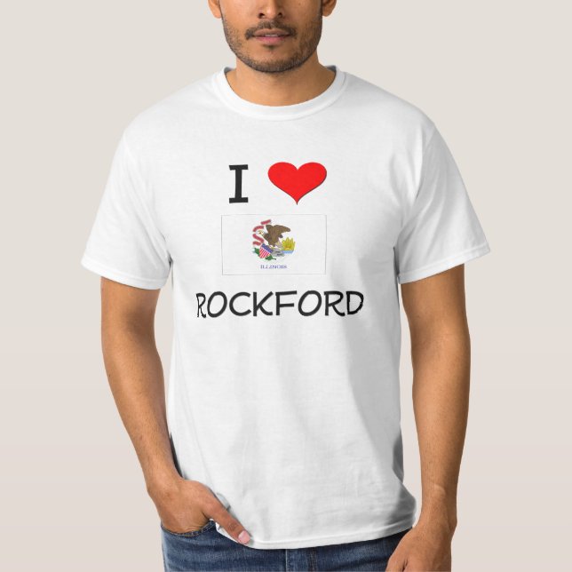 Camiseta Eu amo ROCKFORD Illinois (Frente)