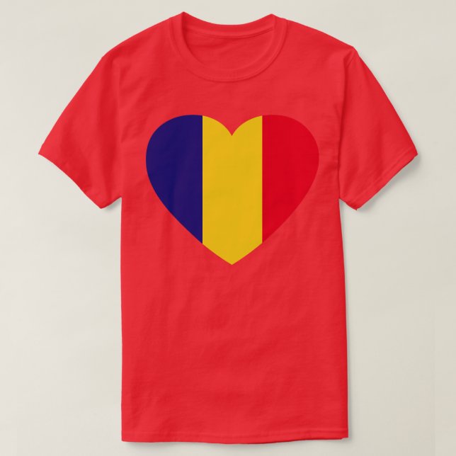 Camiseta Eu Amo Romênia HeartShaped romena Flag (Frente do Design)