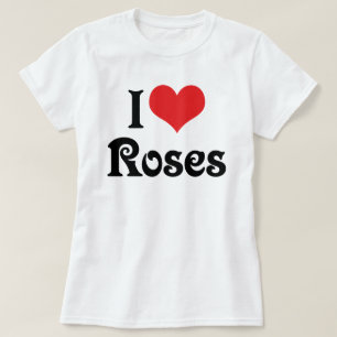 Camiseta Eu Amo Rosas Coração - Amante de Jardim de Flores