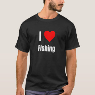 Camiseta Eu Amo Roupas de Coração de Pesca para Homens Mulh