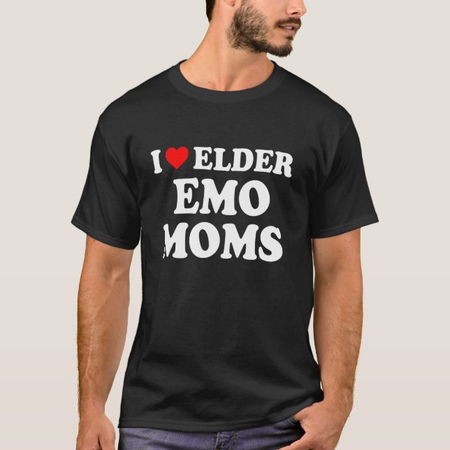 Camiseta Eu Amo Roupas de Mães Emo Idosas Manga Longa (Frente)