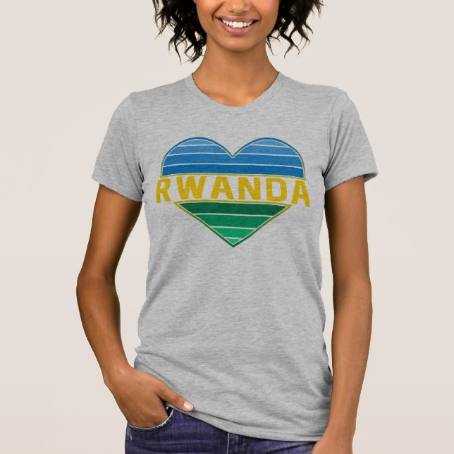 Camiseta Eu Amo Ruanda, Ruanda Ruandese Heart (Frente)