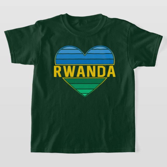 Camiseta Eu Amo Ruanda, Ruanda Ruandese Heart (Postura )