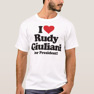Camiseta Eu amo Rudy Giuliani para o presidente
