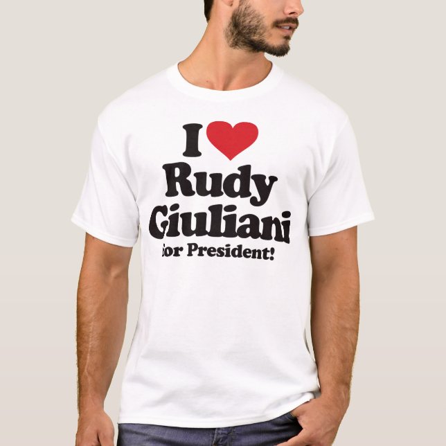 Camiseta Eu amo Rudy Giuliani para o presidente (Frente)