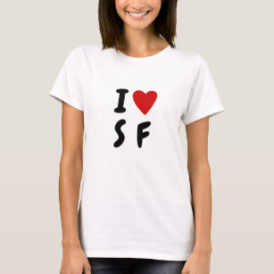 Camiseta Eu amo S F   Texto personalizado do coração SF San