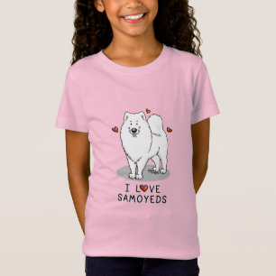 Camiseta Eu amo Samoyeds - corações bonitinhos de cachorr