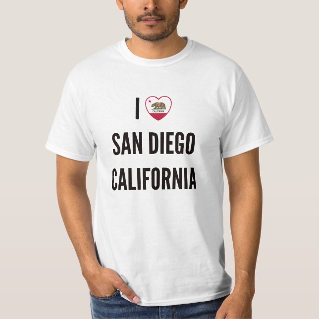 Camiseta Eu Amo San Diego, Califórnia (Frente)