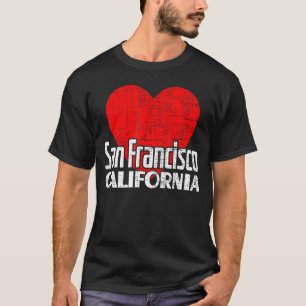 Camiseta Eu amo San Francisco California Retro Big Heart SF