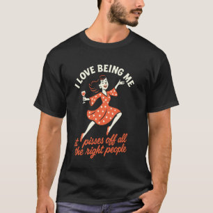 Camiseta Eu Amo Ser Eu Divertido Retro Sass Vinho Senhora C