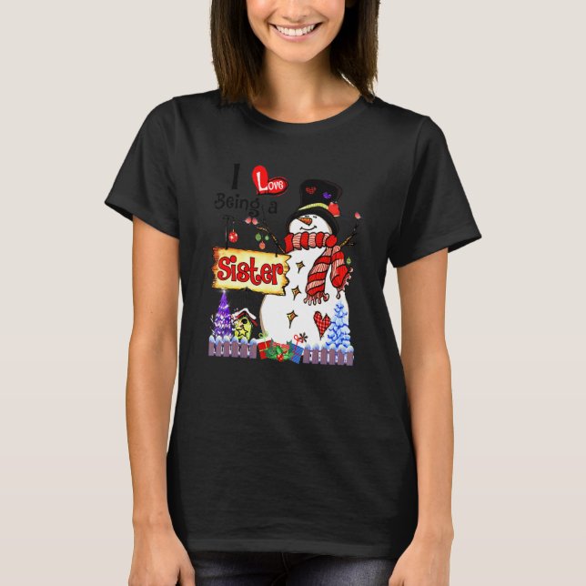 Camiseta Eu Amo Ser Uma Irmã Boneco de Neve Natal (Frente)