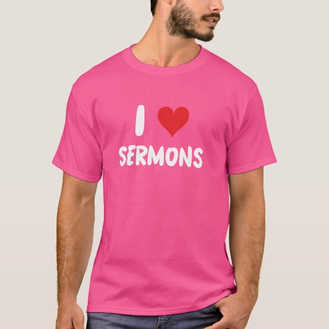Camiseta Eu Amo Sermões - Bíblia do Pastor Pastor da Igreja (Frente)