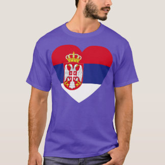 Camiseta Eu Amo Sérvia Coração Formatada Bandeira Sérvia