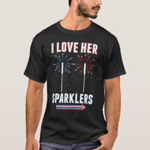Camiseta Eu amo seus "Sparklers" 4 de julho, Casais de fogo